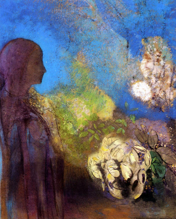  Odilon Redon Girl with Chrysanthemums - Art Print