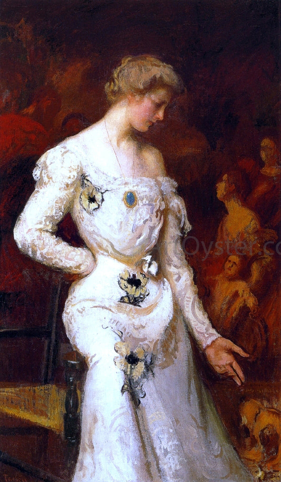  Edmund Tarbell Girl with Dog (also known as Mrs. Stephen Codman and Dog) - Art Print