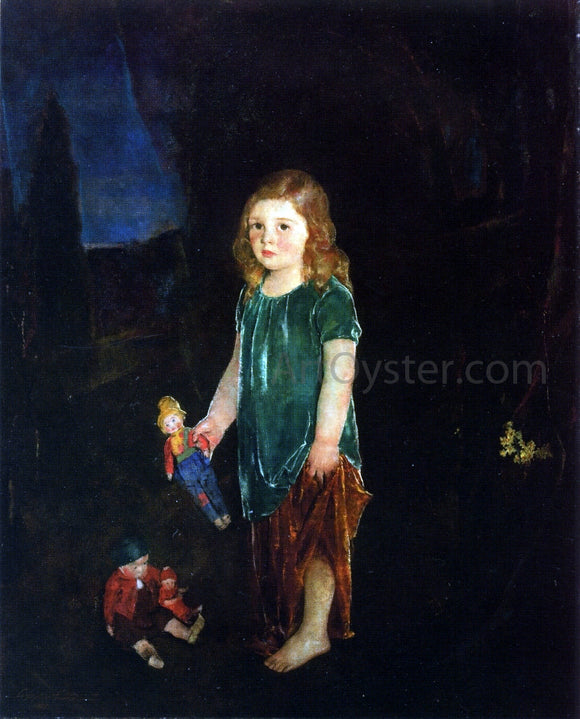  Charles Webster Hawthorne Girl with Dolls - Art Print