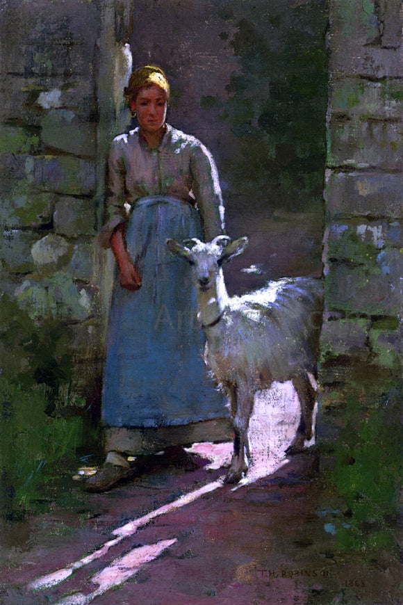  Theodore Robinson Girl with Goat - Art Print