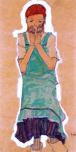  Egon Schiele Girl with Green Pinafore - Art Print