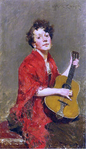  William Merritt Chase A Girl with Guitar - Art Print