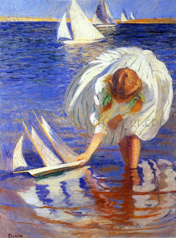  Edmund Tarbell Girl with Sailboat (also known as Child with Boat) - Art Print