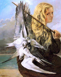  Gustave Courbet Girl with Seagulls, Trouville - Art Print