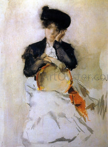  William Merritt Chase Girl with Tambourine - Art Print