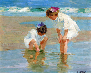  Edward Potthast Girls Playing in Surf - Art Print