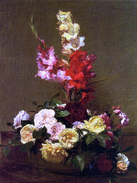  Henri Fantin-Latour Gladiolas and Roses - Art Print