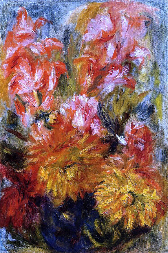  Pierre Auguste Renoir Gladiolas in a Blue Vase - Art Print