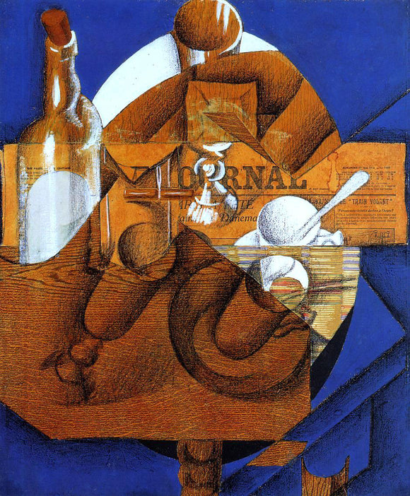  Juan Gris Glass, Cup and Bottle - Art Print