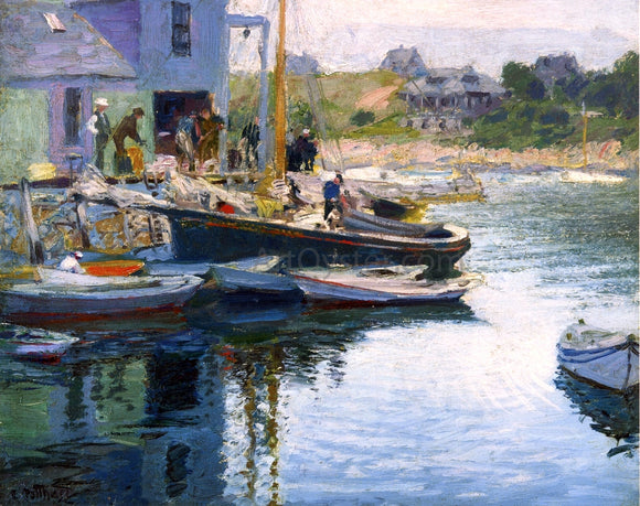  Edward Potthast Gloucester Bay and Dock - Art Print