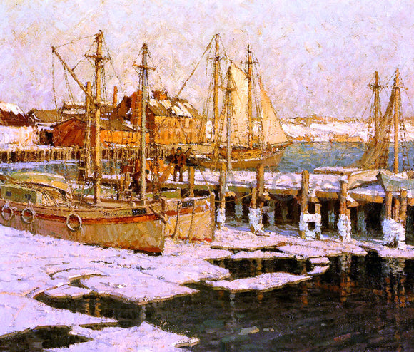  Frederick John Mulhaupt A Gloucester Harbor Scene - Art Print