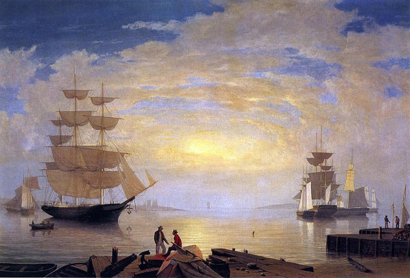  Fitz Hugh Lane A Gloucester Harbor at Sunrise Scene - Art Print