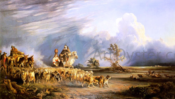  Consalvo Carelli Goat Herders In A Neapolitan Landscape - Art Print