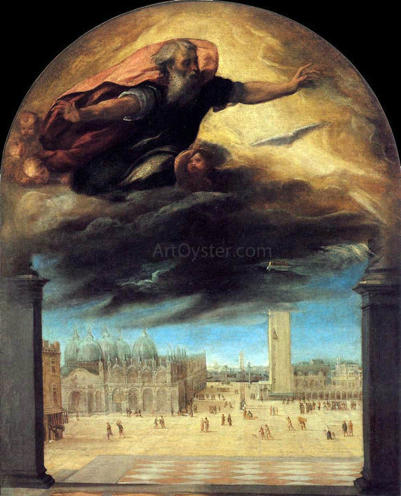  Bonifazio Veronese God the Father over the Piazza San Marco - Art Print