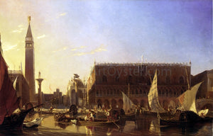  Eugene-Napoleon Flandin Gondolas on the Grand Canal in Front of the Doge's Palace, Venice - Art Print