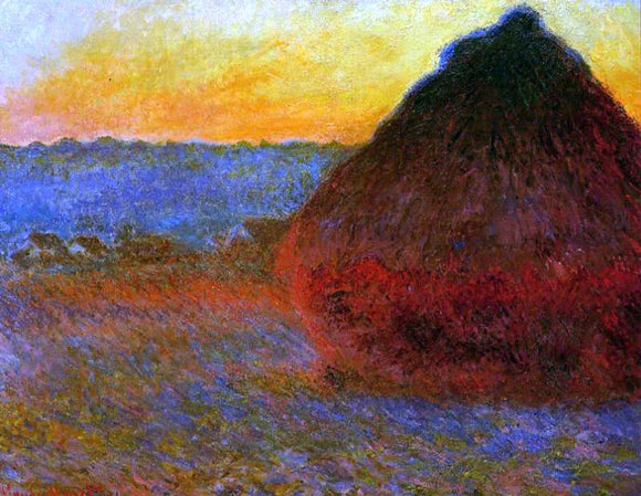  Claude Oscar Monet Grainstack, Impression in Pinks and Blues - Art Print