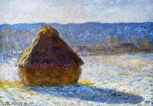  Claude Oscar Monet Grainstack in the Morning, Snow Effect - Art Print