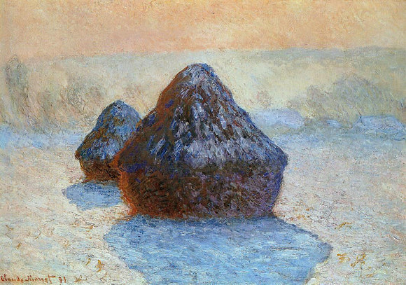  Claude Oscar Monet Grainstacks, White Frost Effect - Art Print