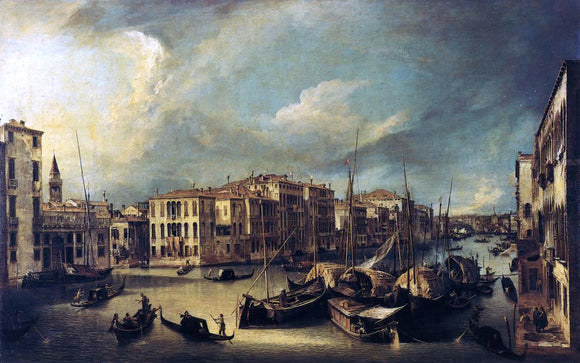  Canaletto At the Grand Canal: Looking Northeast from near the Palazzo Corner Spinelli to the Rialto Bridge - Art Print