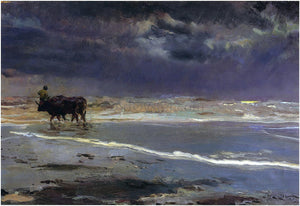  Joaquin Sorolla Y Bastida Gray day on Valencia beach - Art Print
