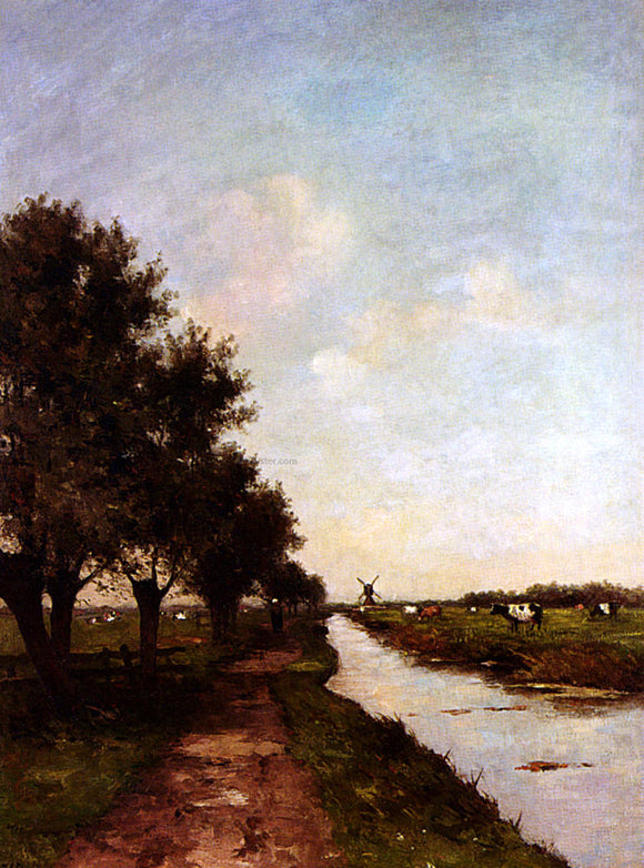  Victor Bauffe Grazing Cows In A Polder Landscape - Art Print