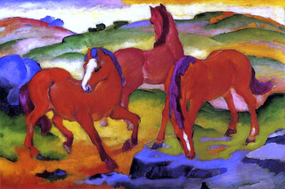  Franz Marc Grazing Horses IV (also known as The Red Horses) - Art Print
