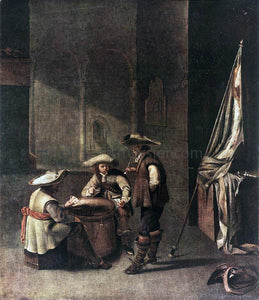  Jacob Duck Guardroom with Soldiers Playing Cards - Art Print