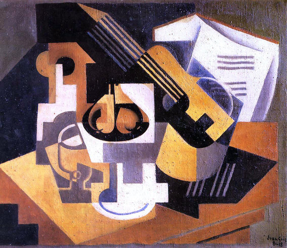  Juan Gris Guitar and Fruit Bowl on a Table - Art Print