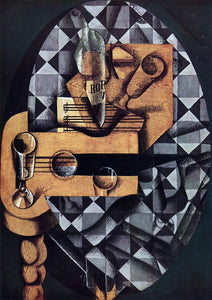  Juan Gris Guitar, Glasses and Bottle - Art Print