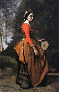  Jean-Baptiste-Camille Corot Gypsy with a Basque Tamborine - Art Print