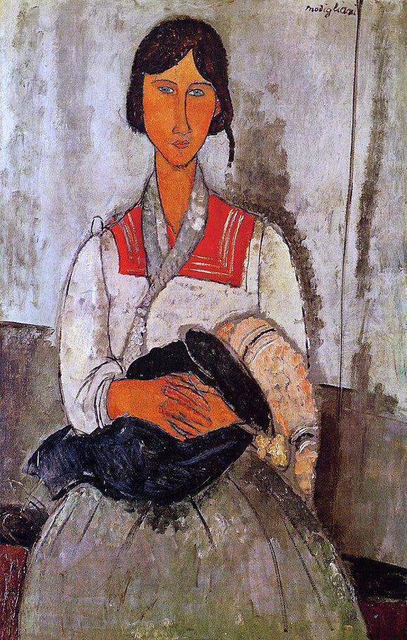  Amedeo Modigliani Gypsy Woman with Baby - Art Print