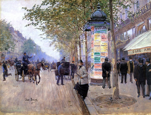  Jean-Georges Beraud Hailing a Cab outside the Care Americain - Art Print