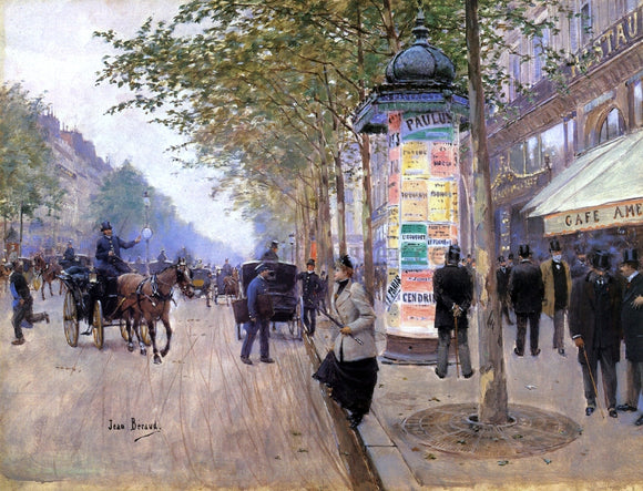  Jean-Georges Beraud Hailing a Cab outside the Care Americain - Art Print