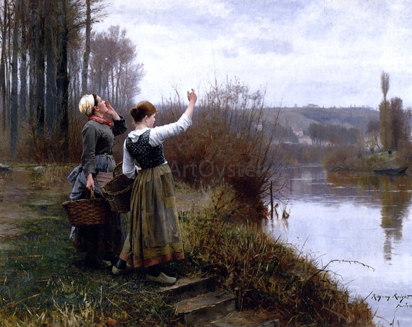  Daniel Ridgway Knight Hailing the Ferry - Art Print