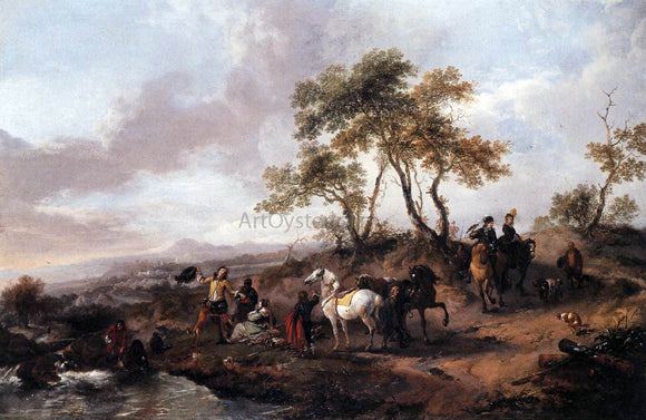  Philips Wouwerman Halt of a Hunting Party - Art Print