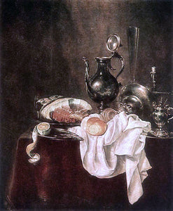  Willem Claesz Heda Ham and Silverware - Art Print