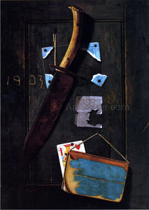  John Frederick Peto Hanging Knife and Jack of Hearts - Art Print