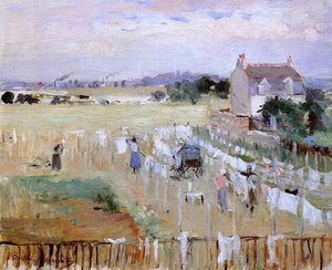 Berthe Morisot Hanging the Laundry out to Dry - Art Print