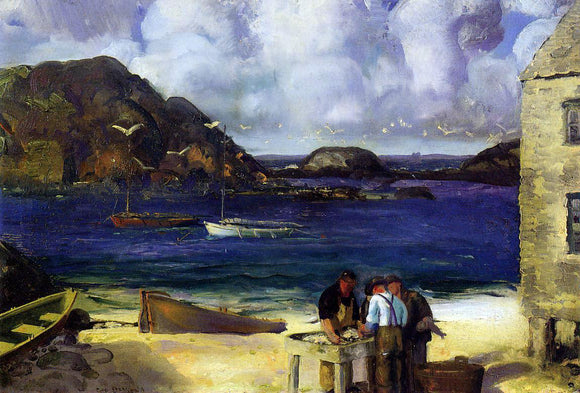  George Wesley Bellows Harbor at Monhegan (also known as Fishing Harbor, Monhegan Island) - Art Print