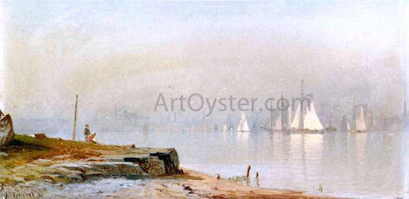  Alfred Thompson Bricher Harbor Scene and White Sails - Art Print