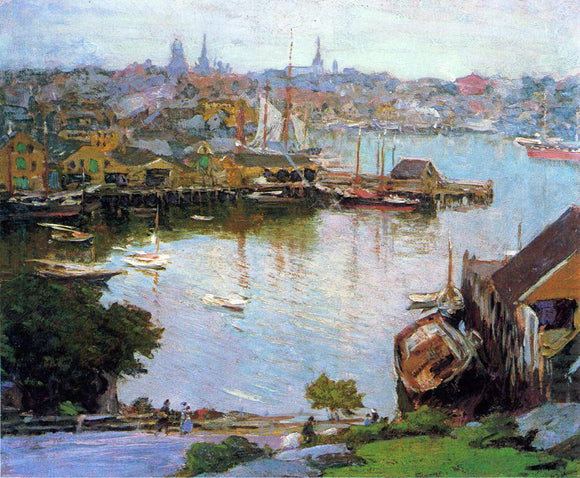  Edward Potthast Harbor Village - Art Print