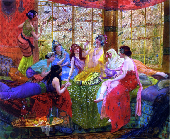  Georges Antoine Rochegrosse Harem Girls in an Aviary - Art Print