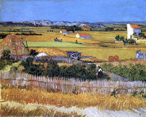  Vincent Van Gogh A Harvest Landscape with Blue Cart - Art Print