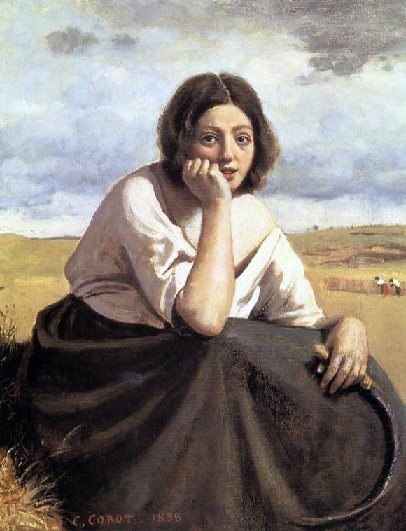  Jean-Baptiste-Camille Corot Harvester Holding Her Sickle - Art Print