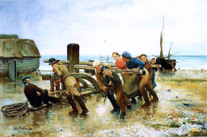  Henry Bacon Hauling a Ship - Art Print