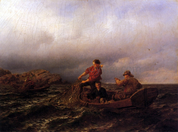  Hans Fredrik Gude Hauling in the Nets - Art Print