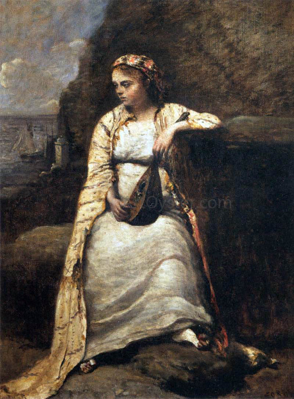  Jean-Baptiste-Camille Corot Haydee, Young Woman in Greek Dress - Art Print