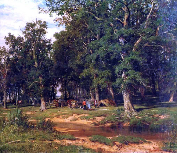  Ivan Ivanovich Shishkin Haymaking in oak grove - Art Print