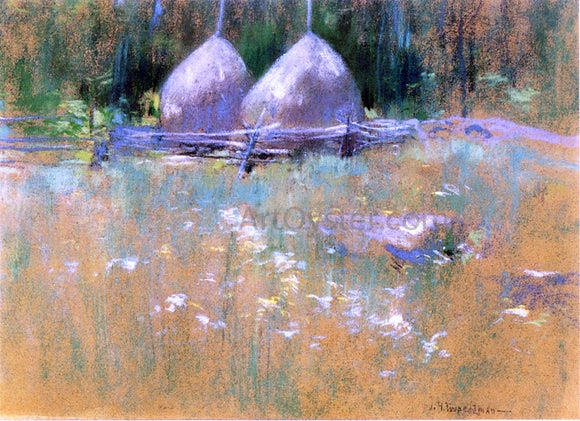  John Twachtman Haystacks at Edge of Woods - Art Print