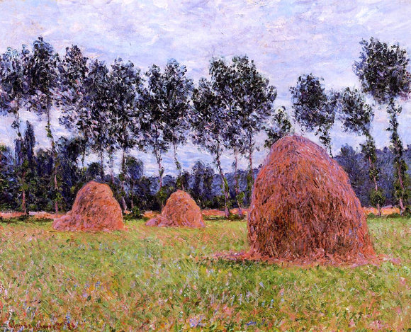  Claude Oscar Monet Haystacks, Overcast Day - Art Print